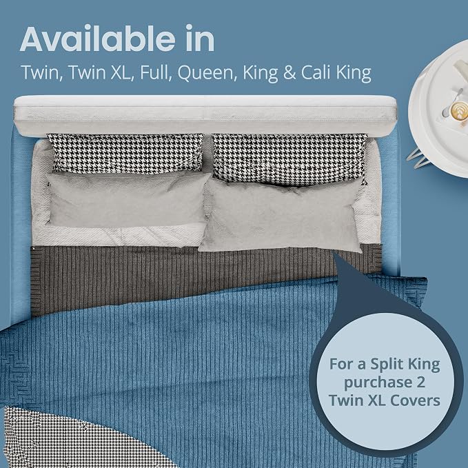 SafeRest Waterproof California King Size Mattress Protector - Fitted with Stretchable Pockets - Machine Washable Cotton Blend Mattress Cover for Bed