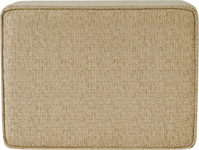 Homepop Home Decor | Medium Square Storage Ottoman with Hinged Lid | Ottoman with Storage for Living Room & Bedroom, Tan