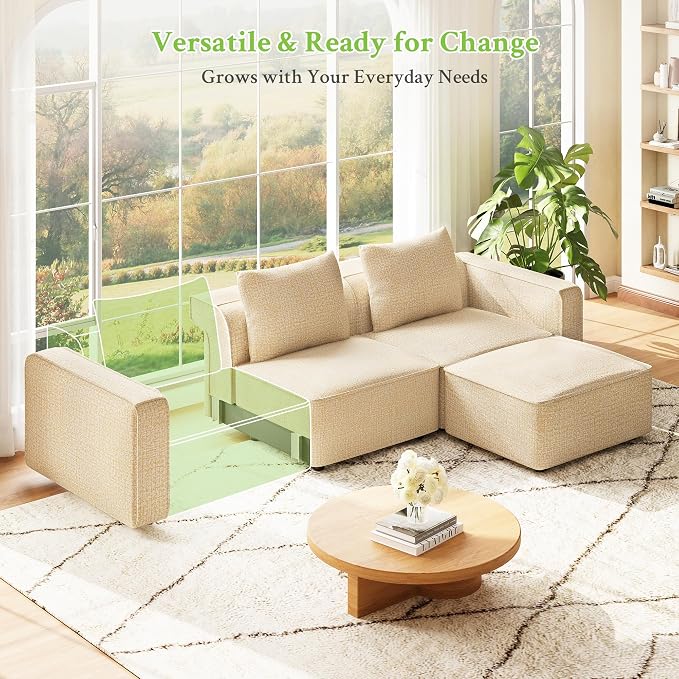 Welzona 75" loveseat Sofa, Comfy Chenille Love Seat, Wood Frame Small Couches for Small Spaces, Tool-Free Setup 2 Seater Modern Loveseat, 22"Deep Seat Sofas for Living Room, Apartment, Bedroom, Camel