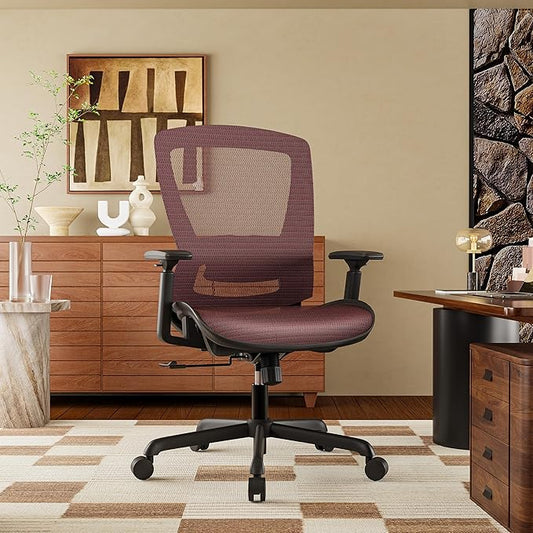 ELABEST Mesh Office Chair,Ergonomic Computer Desk Chair,Sturdy Task Chair- Adjustable Lumbar Support & Armrests,Tilt Function,Comfort Wide Seat,Swivel Home Office Chair (Red)