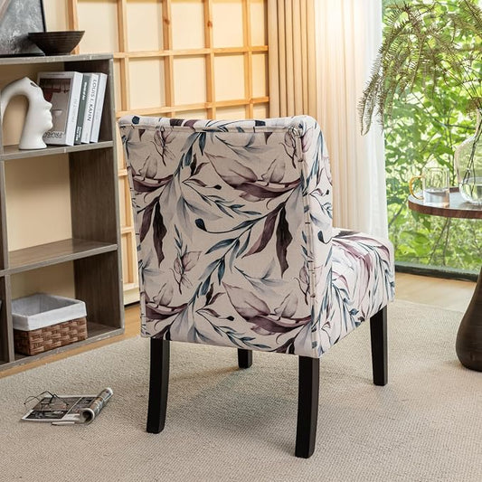 Roundhill Furniture Capa Print Fabric Armless Contemporary Accent Chair, Purple Floral