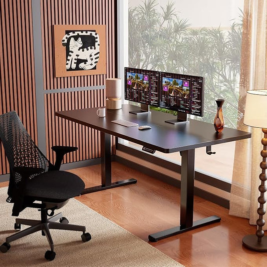 ErGear Height Adjustable Electric Standing Desk, 63 x 28 Inches Sit Stand up Desk, Memory Computer Home Office Desk, Black