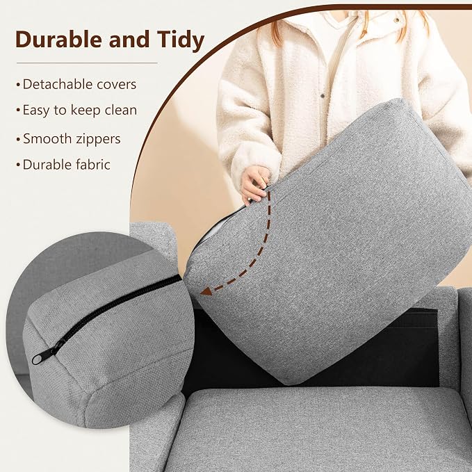 Busaurus 3 Seater Sofa Couch with Deep Seats, 89" Mid Century Modern Upholstered Sofa with Armrests, Comfy Couches for Living Room, Bedroom, Apartment and Office, Linen Light Grey