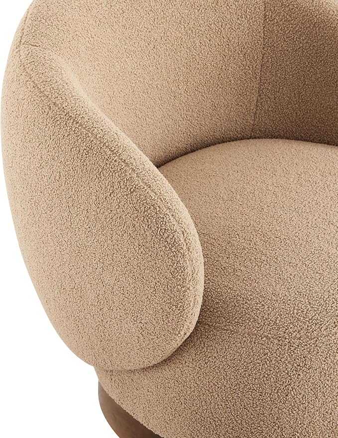 KISLOT Swivel Accent Chair Round Barrel Armchair Upholstered Performance Fabric for Living Room Bedroom Waitingroom,1 Box,Sand