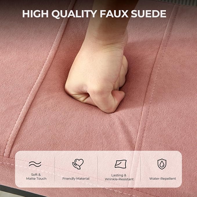 TIOPGHAD Adjustable Ottoman Pouf Footrest, 60 Degree Tilt, Pink Faux Suede | 4-Height, 28 Positions, Iron frame, Foam Cushion, 15.74 x 11.81 x 13.34 in, Under Desk, Living room, Home Office