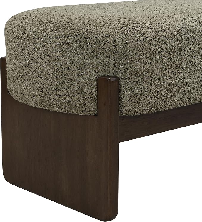Virubi Elegant Upholstered Loop Yarn Ottoman, Dark Green End of Bed Entryway Benches, Corner Dining Bench Shoe Stool for Indoor Bedroom Living Dining Room (Dark Green)