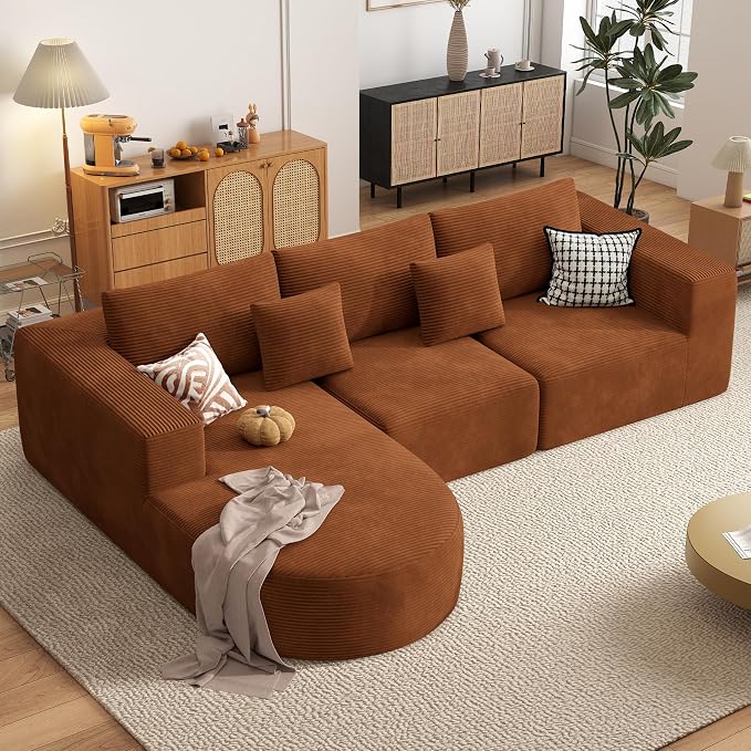 Boneless Couches for Living Room,Cloud Sectional Couch with L-Shape Chaise,Modern Modular Sofa with Deep Seat Upholstered Comfy Couches for Bedroom,No Assembly Required,1PCS
