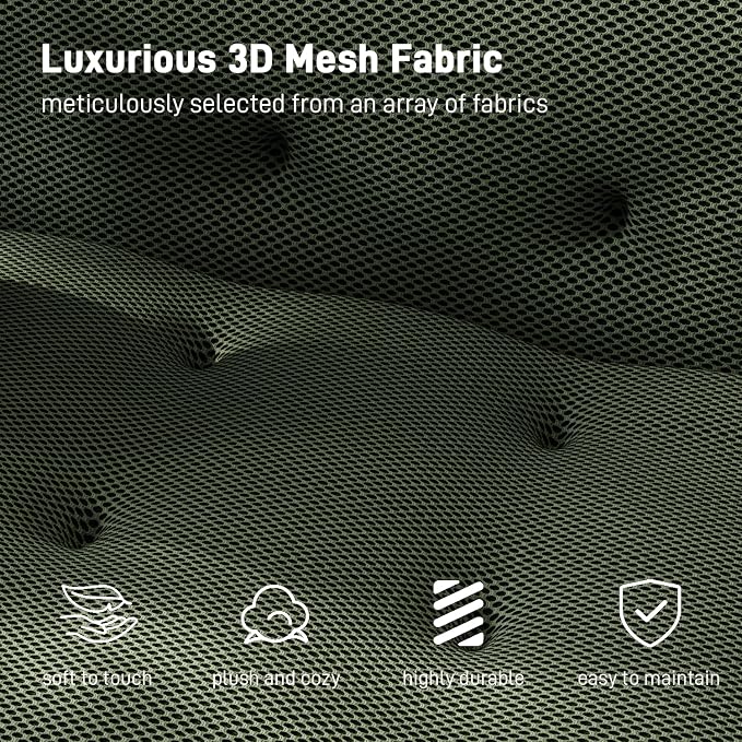 OUYESSIR 114" Boneless Couch,Cloud Couch,3D Mesh Fabric Comfy Sofa,3 Seater Modern Curved Sofa for Living Room,Bedroom and Apartment,No Assembly Required,Green