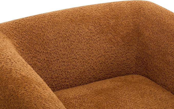 Christopher Knight Home Holly Modern Boucle Fabric Upholstered Club Chair for Living Room, Home Office, Apartment, Relaxing Chair with Removable Cushion and Birch Wood Legs, Caramel Brown + Walnut