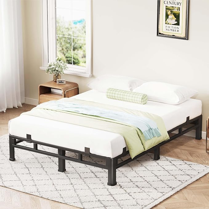 ROIL 7 Inch King Bed Frame, Metal Bed Frame & Box Spring 2 in 1 Platform with Round Corner Legs, 4000LBS Double Layer Low Profile Metal Platform Mattress Baffles, Noise-Free Easy Assembly