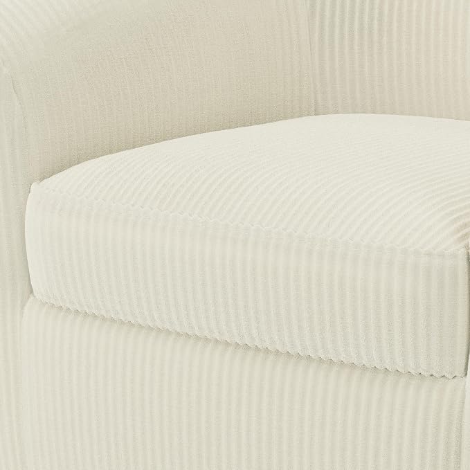 Topeakmart Corduroy Club Chair, Modern Accent Barrel Chair with Sturdy Wood Legs for Living Room Bedroom Reception Room, Set of 2, Beige