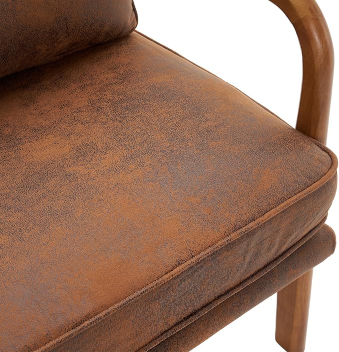 Bonnlo Microfiber Rustic Accent Chairs Set of 2, Upholstered Mid Century Modern Lounge Chairs Reading Chairs Side Sitting Chair Solid Wood Farmhouse Armchairs for Living Room, Bedroom, Guest Room