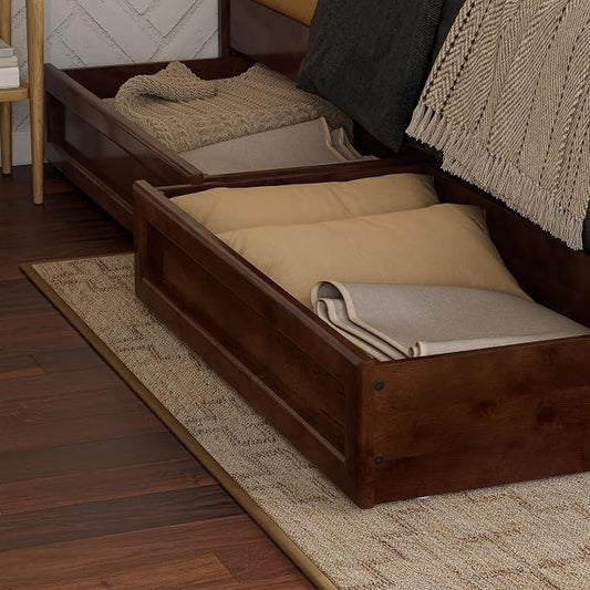 AFI, Mid-Century Modern Under Bed Storage Drawers, Queen/King/Twin XL, Walnut