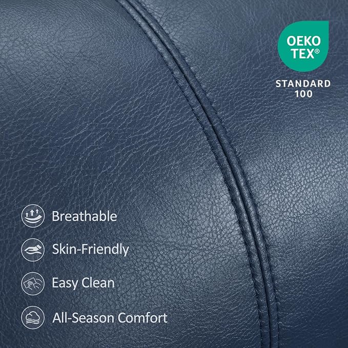 MCombo Lift Chair for Tall Man 6‘6’’, Dual Motor Power Lift Recliner Chair for Elderly, Lay Flat for Sleeping, Heat and Massage, USB & Type C, Faux Leather 7755 (Blue)