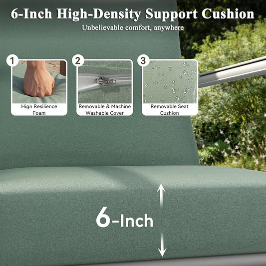 3 Pieces Aluminum Outdoor Patio Conversation Set, 6" Cushions & Coffee Table, All-Weather Rust-Resistant Frame for Porch Garden Backyard, White