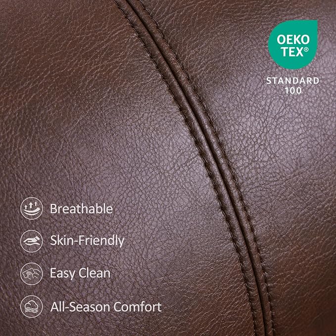 MCombo Lift Chair for Tall Man 6‘6’’, Dual Motor Power Lift Recliner Chair for Elderly, Lay Flat for Sleeping, Heat and Massage, USB & Type C, Faux Leather 7755 (Dark Brown)