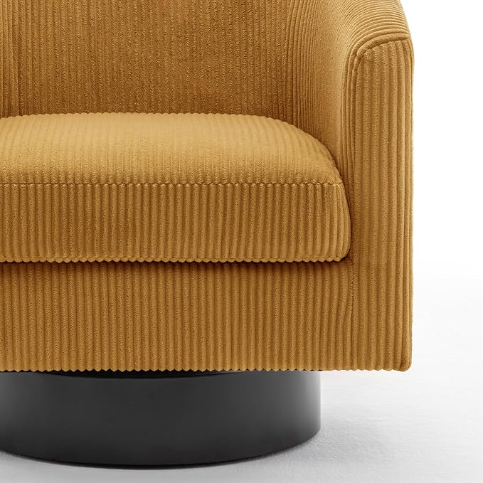 Swivel Accent Chair, Upholstered Corduroy Barrel Chair for Living Room, Small Single Sofa Bedroom Reading Seat, Set of 2, Orange