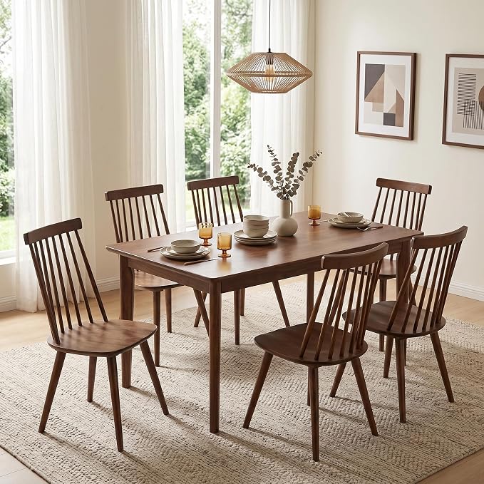 DUHOME Dining Chairs Set of 2 Wood Dining Room Chair Brown Spindle Side Kitchen Room Country Farmhouse Chairs Walnut