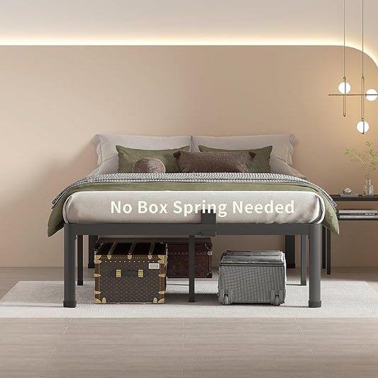 MAF 14 Inch Queen Metal Platform Bed Frame with Round Corner Legs, 3000 LBS Heavy Duty Steel Slats Support, Noise Free, No Box Spring Needed, Easy Assembly