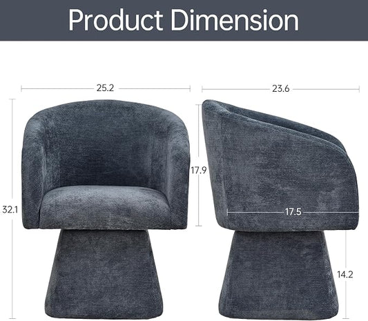 VKNOW Upholstered Swivel Dining Chairs Set of 1, Modern Dining Room Chairs with Barrel Back, Accent Arm Chair for Dining Room, Living Room, Bedroom, Vanity, Blue
