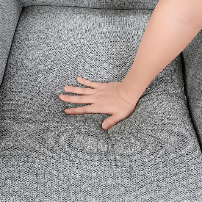 Lexicon Push Back Recliner Chair with Footrest, Reclining Sofa Armchair, Modern Chenille Fabric Recliner with Nailhead Trim for Living Room/Office/Apartment, Gray