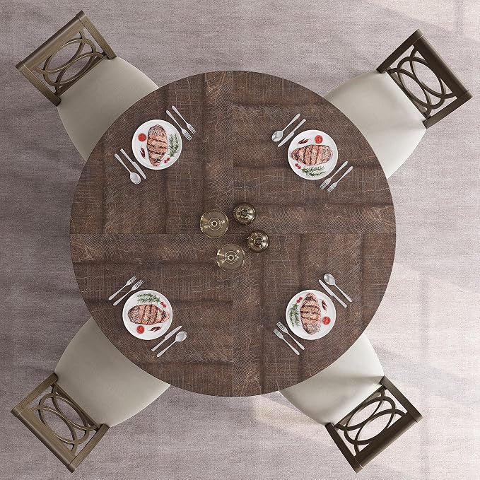 GAOMON 47 Inch Round Dining Table for 4-6 People, Circle Dinner Table with Wooden Cross Pedestal Base, Farmhouse Kitchen Furniture for Dining Room, Living Room, Kitchen (Table Only) - Reddish Brown
