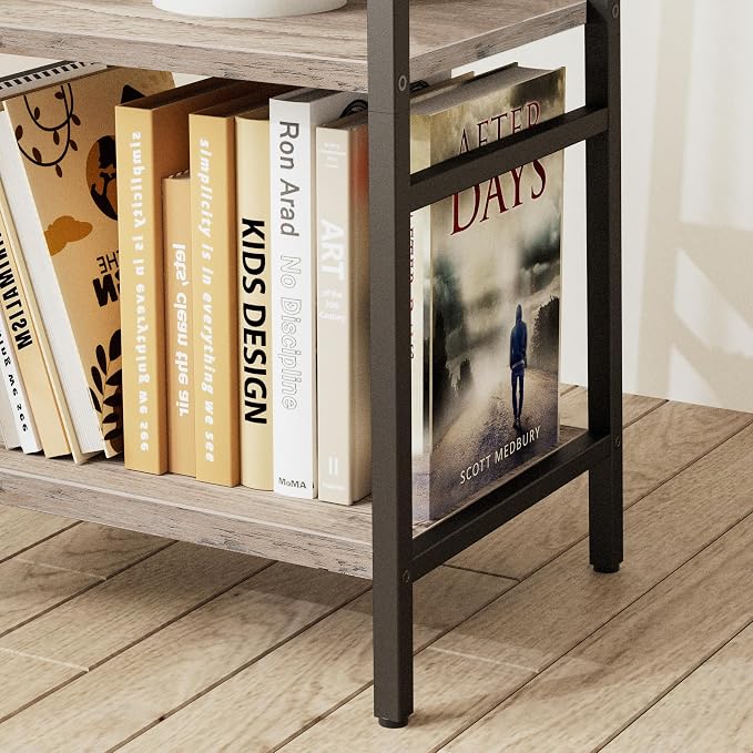 Coat Rack Freestanding, Coat Stand with 3 Shelves and 7 Hooks, Hall Tree Free Standing, Clothes Rack Stand Organizer, Industrial Style, Greige and Black