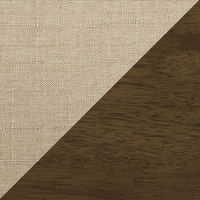 Lexicon Mid Century Modern Accent Chair with Solid Wood Frame in Walnut Finish, Upholstered Living Room Lounge Arm Chair, Thick and Comfy Innerspring Seat Cushion, Linen-Look Fabric, Light Brown