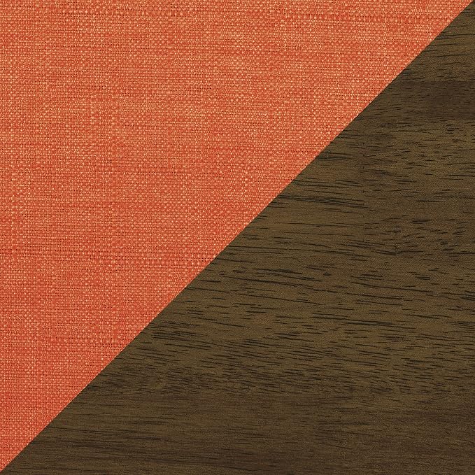 Lexicon Mid Century Modern Accent Chair with Solid Wood Frame in Walnut Finish, Upholstered Living Room Lounge Arm Chair, Thick and Comfy Innerspring Seat Cushion, Linen-Look Fabric, Orange