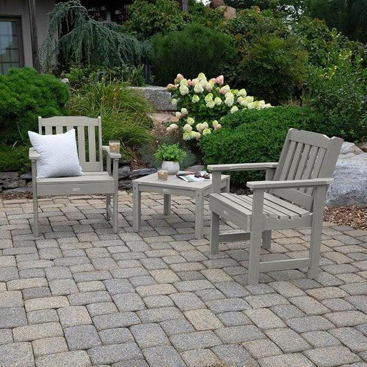 Highwood AD-KITCHGL2-HGR 2 Lehigh Garden Chairs with 1 Square Side Table 3-Piece Set, Harbor Gray