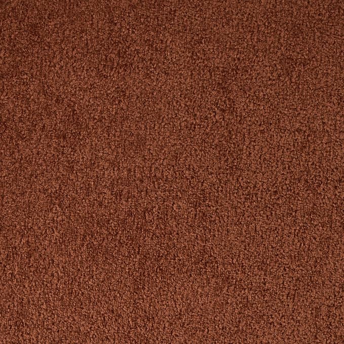 Christopher Knight Home Carly Low Profile Accent Chair, Boucle Upholstered Barrel Chair, Comfy Reading Chair for Bedroom, Wooden Single Lounge Sofa, Burnt Orange