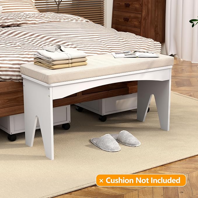 APRTAT Bamboo 35.4" Dining Room Bench, Long Indoor Shoe Bench Seat, White | 450LBS Weight Capacity, 2-Person Seat, Rounded Safety Corners, Multi-Scene Use, Easy Assembly