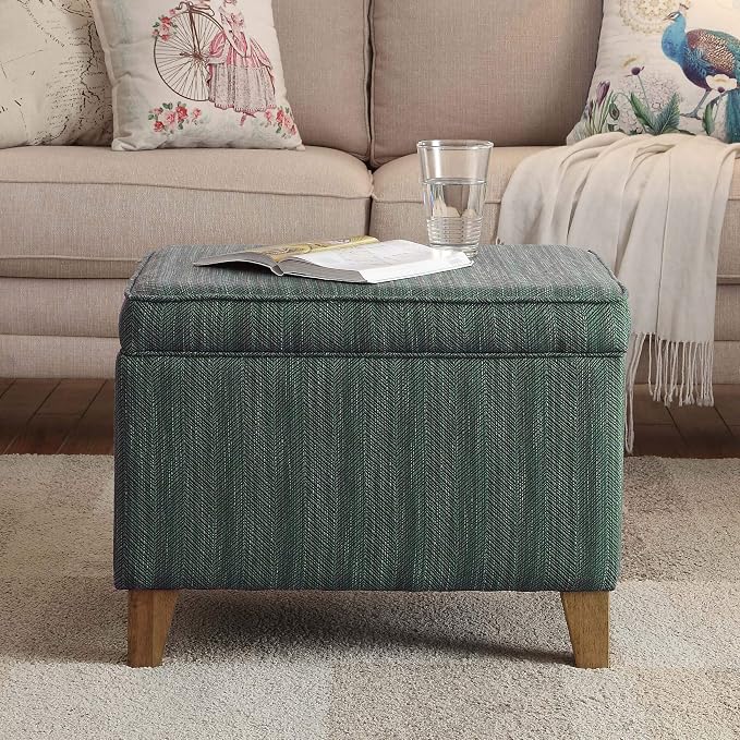 HomePop 24" Medium Square Storage Ottoman - Teal