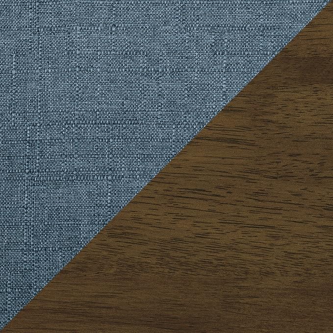 Lexicon Mid Century Modern Accent Chair with Solid Wood Frame in Walnut Finish, Upholstered Living Room Lounge Arm Chair, Thick and Comfy Innerspring Seat Cushion, Linen-Look Fabric, Blue