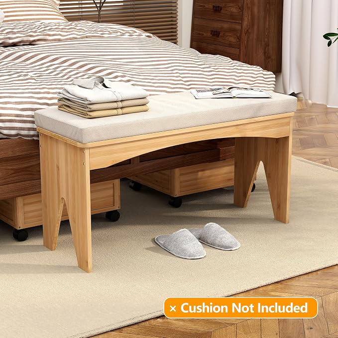 APRTAT Bamboo 35.4" Dining Room Bench, Long Indoor Shoe Bench Seat, Natural | 450LBS Weight Capacity, 2-Person Seat, Rounded Safety Corners, Multi-Scene Use, Easy Assembly