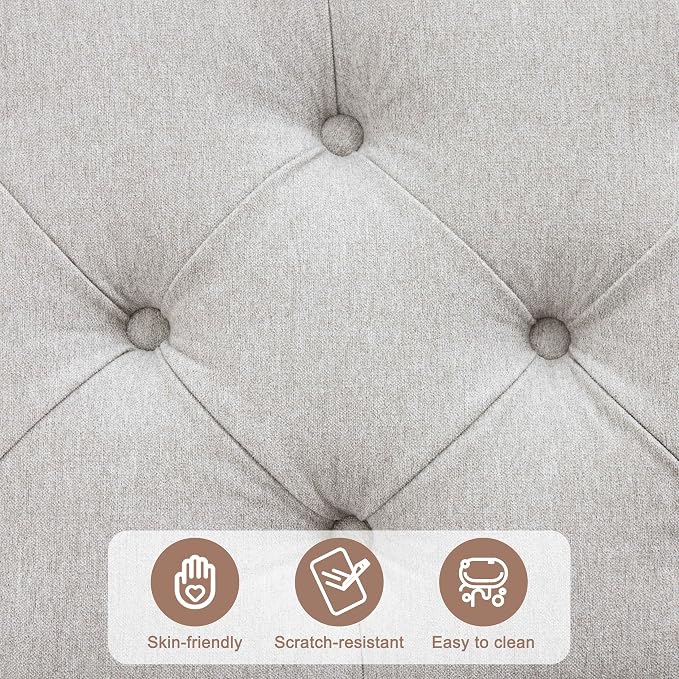 Weture 35 Inch Extra Large Storage Ottoman Coffee Table, No Assembly Required, Oversized Square Ottoman with Storage, Tufted Upholstered Ottomans Coffee Table for Living Room (Fabric, Light Grey)