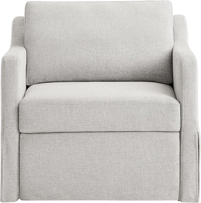 Serta Hawthorne 35" Slipcovered Convertible Accent Chair, Cot Size, Dreamcoil Comfort, Finger Guard Protection, Polyester Tweed Fabric, Linen