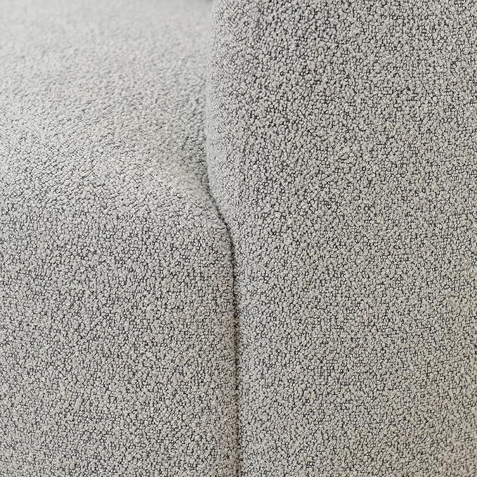 KINWELL 34" Wide Sherpa Swivel Barrel Chairs Set of 2, No Assembly Round Boucle Upholstered Accent Chairs Armchairs Single Sofa Chair with Toss Pillow for Living Room and Bedroom, Gray