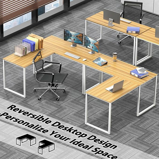 SHW Mission 48 x 48 Inches L-Shape Home Office Computer Desk, Oak