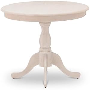 East West Furniture AMT-ABC-TP Antique Modern Kitchen Table - a Round Dining Table Top with Pedestal Base, 36x36 Inch, Butter Cream