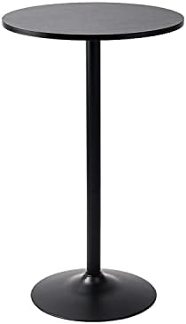 Pearington Santina Round Cocktail Bar, Pub and Bistro High Table with Black Top and Base, 1-Pack