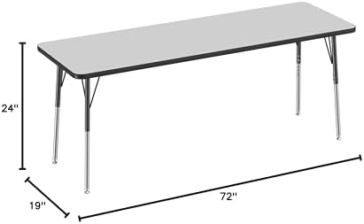 FDP 24" x 72" Rectangle Table with Swivel Glide Legs - Gray/Black
