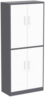 Yizosh Metal Storage Locking Cabinet with 4 Doors and 2 Adjustable Shelves,71" Lockable Garage Tall Steel Cabinet,for Home Office,Living Room,Pantry,Gym,Commercial Storage (Gray White)