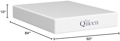 NapQueen 10 Inch Queen Size Mattress, Bamboo Charcoal Memory Foam Mattress, Bed in a Box, White