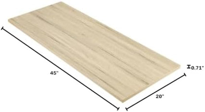 Kaboon Universal Tabletop 45"x20", Solid One-Piece Melamine Table Top, L-Desk Floating Desk DIY, Home and Office, Oak/Grey Tone