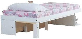 memomad Bali Storage Platform Bed Frame, Twin Size, Matte White