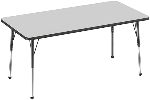 FDP 30" x 60" Rectangle Table with Ball Glide Legs - Gray/Black