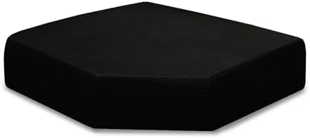 UNBBRRL Seat Cushion Cover and Back Covers for Corner Sofa Stretch Jacquard, Non Slip L Shaped Sofa Slipcover with Storage Ottoman, Sectional Couch Cover for Chaise Lounge (Black,Corner seat Cover)