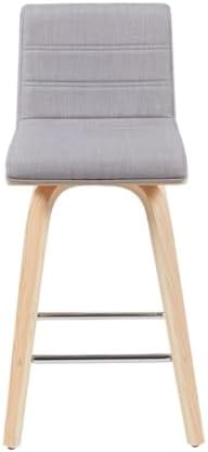 Vienna Modern Counter Height Swivel Bar Stool with Grey Upholstered Seat and Patterned Oak Wood Frame Set of 3