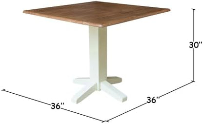 IC INTERNATIONAL CONCEPTS Solid Wood 36" Square Dual Drop Leaf Dining Table - Multi-Color
